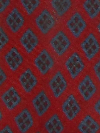Vintage narrow silk tie in dark red and blue