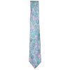 Narrow silk tie with a vibrant lilac and green design