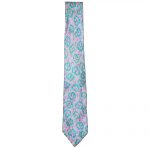 Narrow silk tie with a vibrant lilac and green design