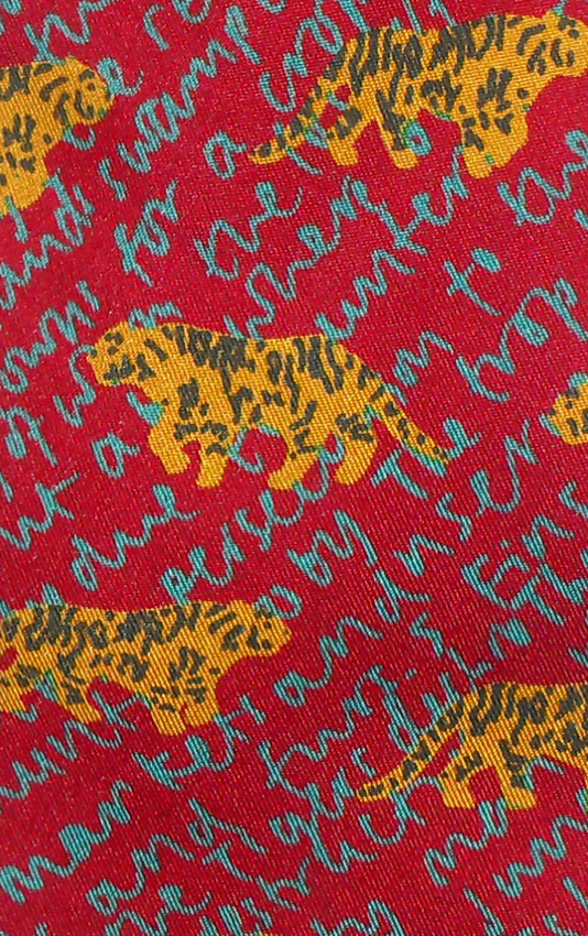 Tiger design silk tie