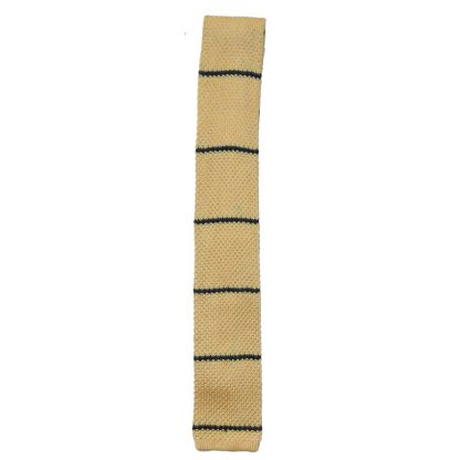 Square end yellow tie with black stripes