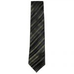 Green and black diagonal stripe silk tie