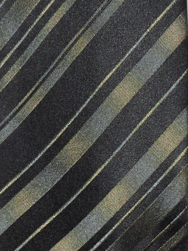 Green and black diagonal stripe silk tie