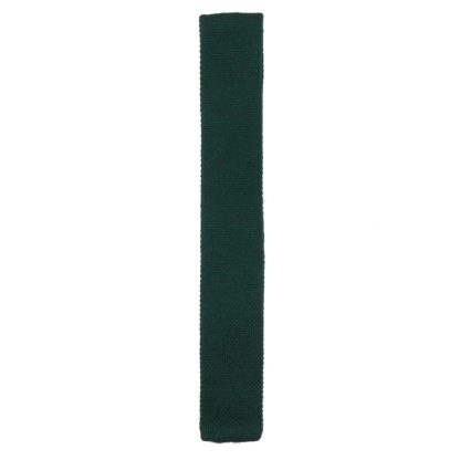 Pure new wool green knit square end tie