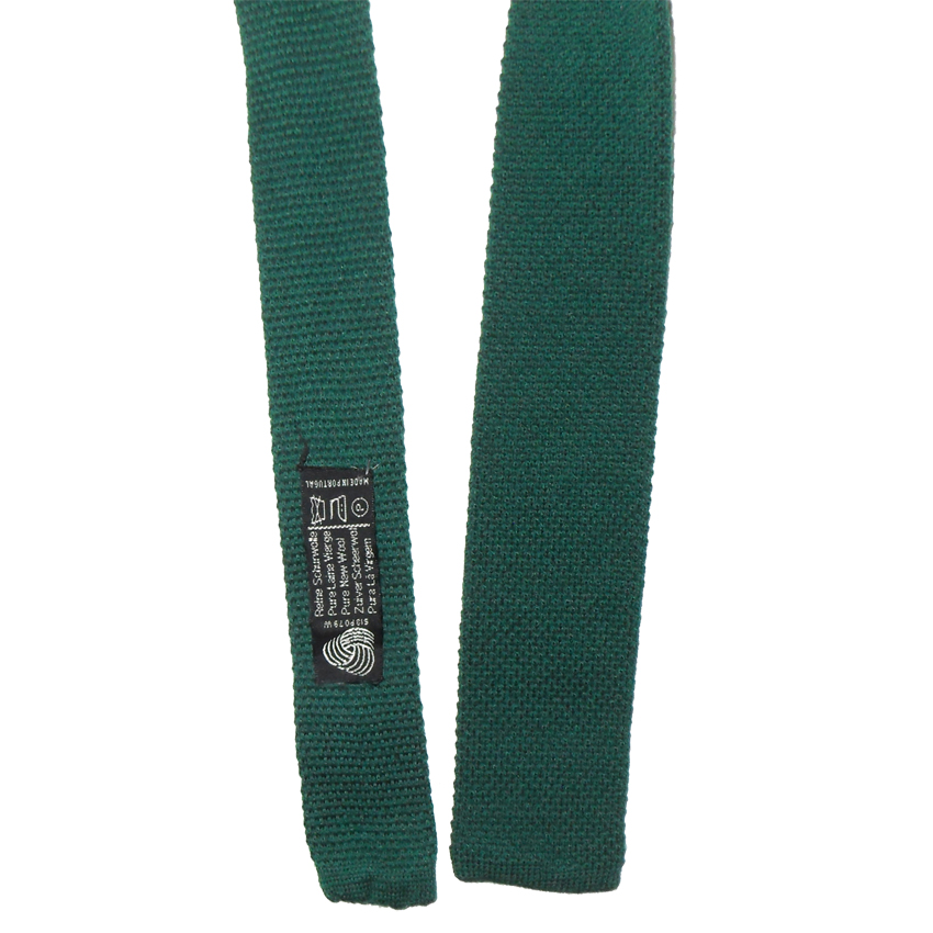Pure new wool green knit square end tie