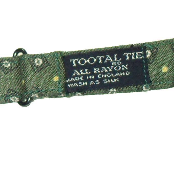 Tootal rayon olive green self tie bow tie