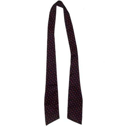 Dark blue narrow cravat with a small paisley design