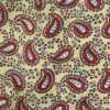 Vintage Tootal rayon cravat with a red and white paisley design on a yellow background