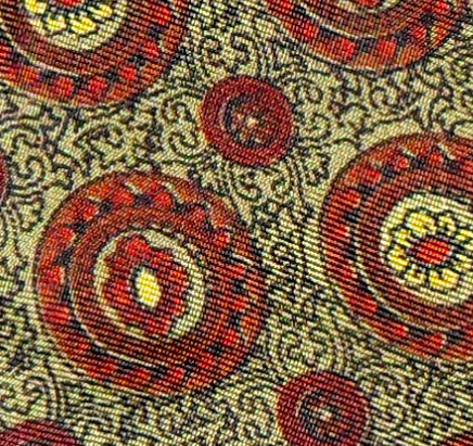 Vintage thistle end self tie bow tie with a design in browns and gold