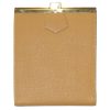 Light tan grained leather wallet with gold tone closure