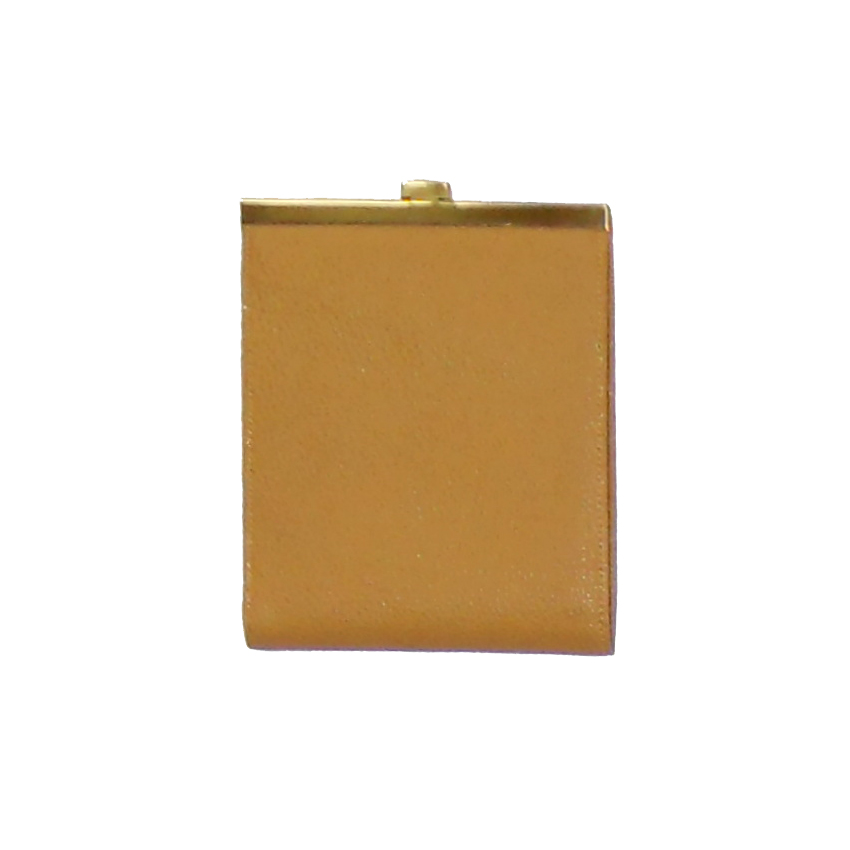 Light tan grained leather wallet with gold tone closure