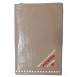 Leather wallet with red and white stitched detail