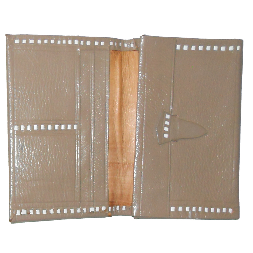 Leather wallet with red and white stitched detail