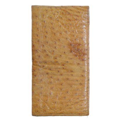 Ostrich leather wallet with pockets for notes and cards