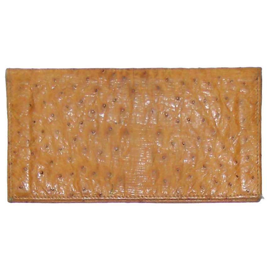 Ostrich leather wallet with pockets for notes and cards