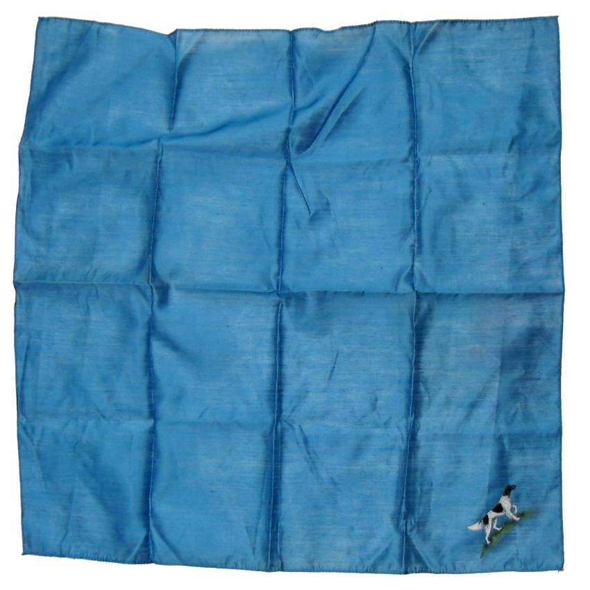 Blue square with a painted Setter dog