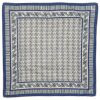 Hand rolled edge blue and white design cotton square