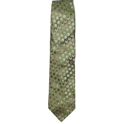 Green spot design silk tie by Cacharel