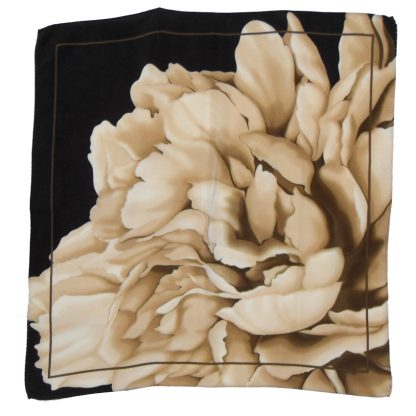 Silk square in shades of brown with a flower design