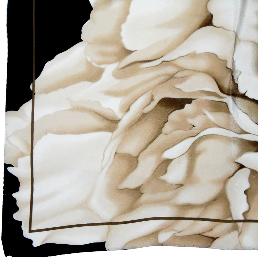 Silk square in shades of brown with a flower design