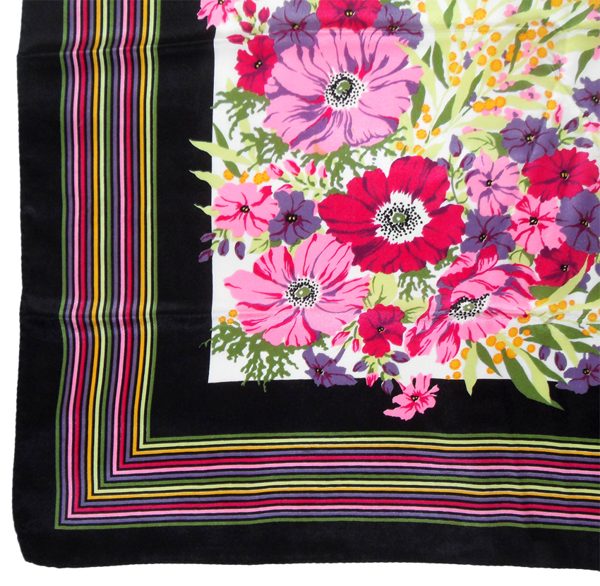 Italian vintage silk scarf with a bright flower design