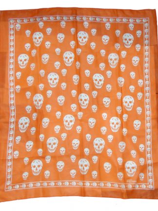 Alexander McQueen orange and white skull design scarf