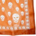 Alexander McQueen orange and white skull design scarf