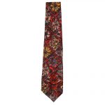 Vintage Liberty cotton tie with a floral design in reds, purples and yellows