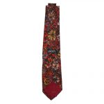 Vintage Liberty cotton tie with a floral design in reds, purples and yellows