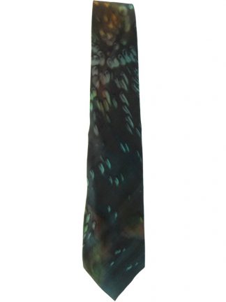 Vintage Moschino silk tie with a dark green background