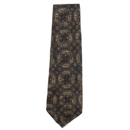 Hand printed cotton tie in shades of brown