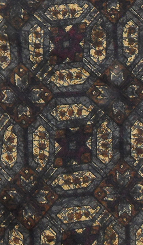 Hand printed cotton tie in shades of brown