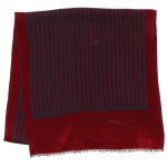 Dark red and blue striped long silk scarf by Robert Piguet