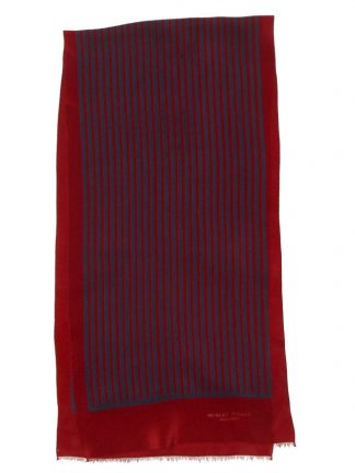 Dark red and blue striped long silk scarf by Robert Piguet