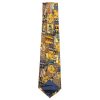 Silk tie with design of a tiger in yellow, brown, black and white