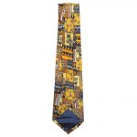 Silk tie with design of a tiger in yellow, brown, black and white