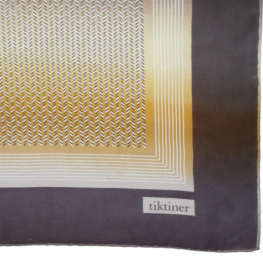 Geometric design vintage silk scarf in shades of brown by Tiktiner