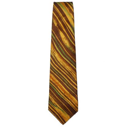 Natural Silk tie in brow, dark gold and green