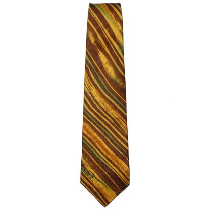 Natural Silk tie in brow, dark gold and green