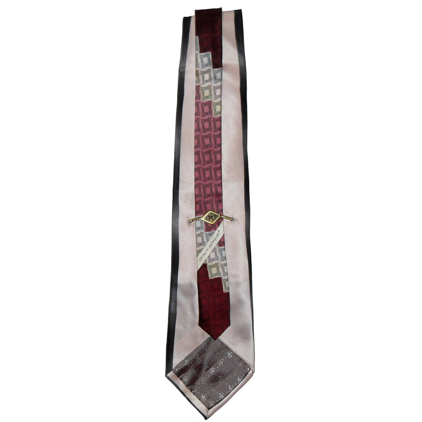 Silk satin tie with a geometric design by Stacy Adams