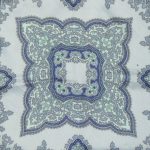 Handrolled edge silk square in shades of blue