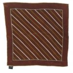 Brown silk pocket square with diagonal stripe design