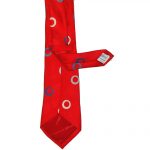 Red silk tie with coloured circle design by Turnbull & Asser