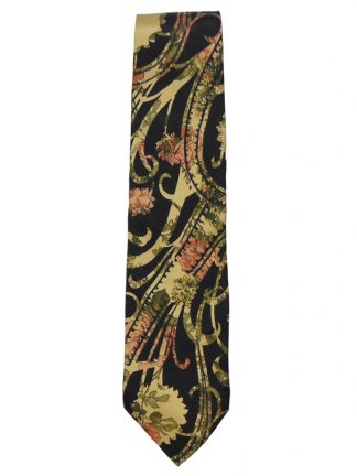 Kenzo silk tie with floral design on black background