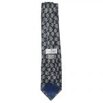 Flower design silk tie in blue and olive shades by Courrèges Paris