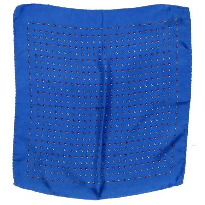 Small design blue silk pocket square
