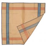 Pierre Balmain cotton pocket square with striped border light tan orange