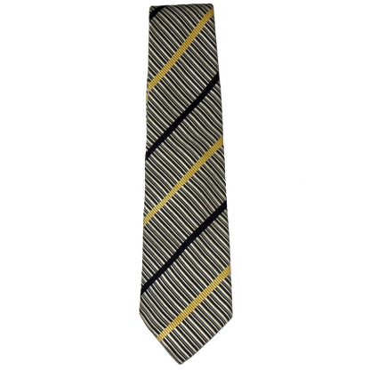 Zegna black white and yellow striped tie