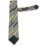 Zegna black white and yellow striped tie