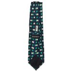 Yves Saint :Laurent green coconut on dark blue background design silk tie